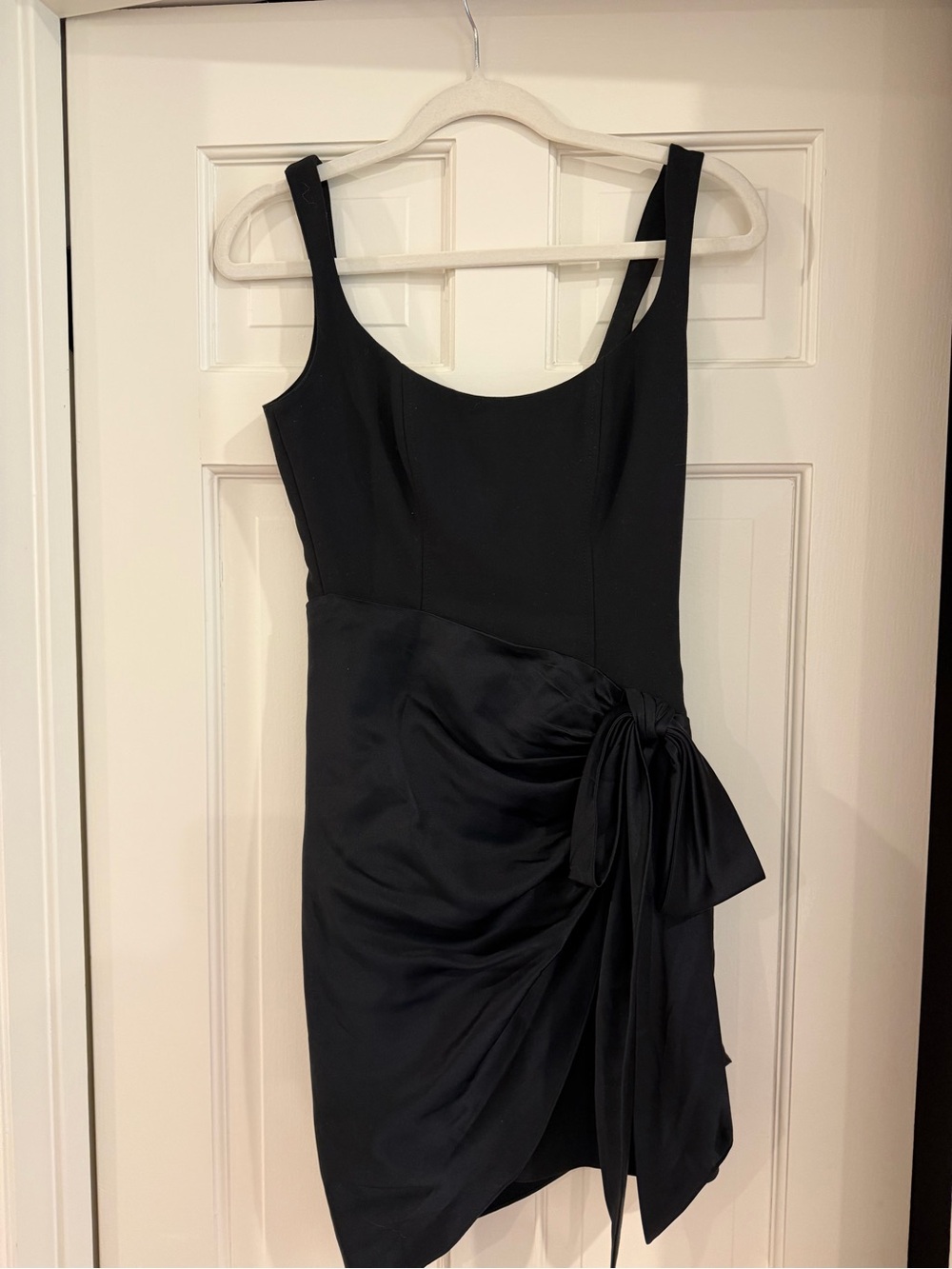 cinq a sept Black Mini Dress with Side Tie Detail
